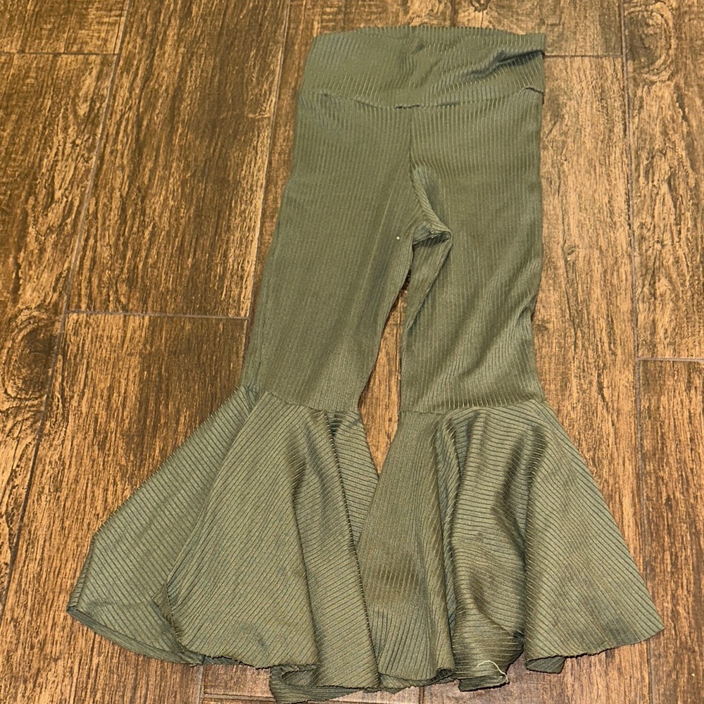 Kids Olive Green Flared Bottoms